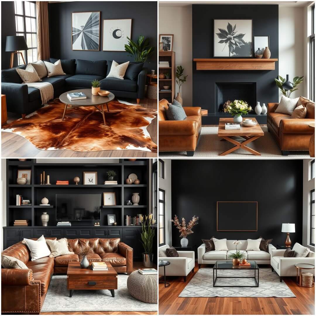 20 Stylish Ways To Design A Black and Brown Living Room