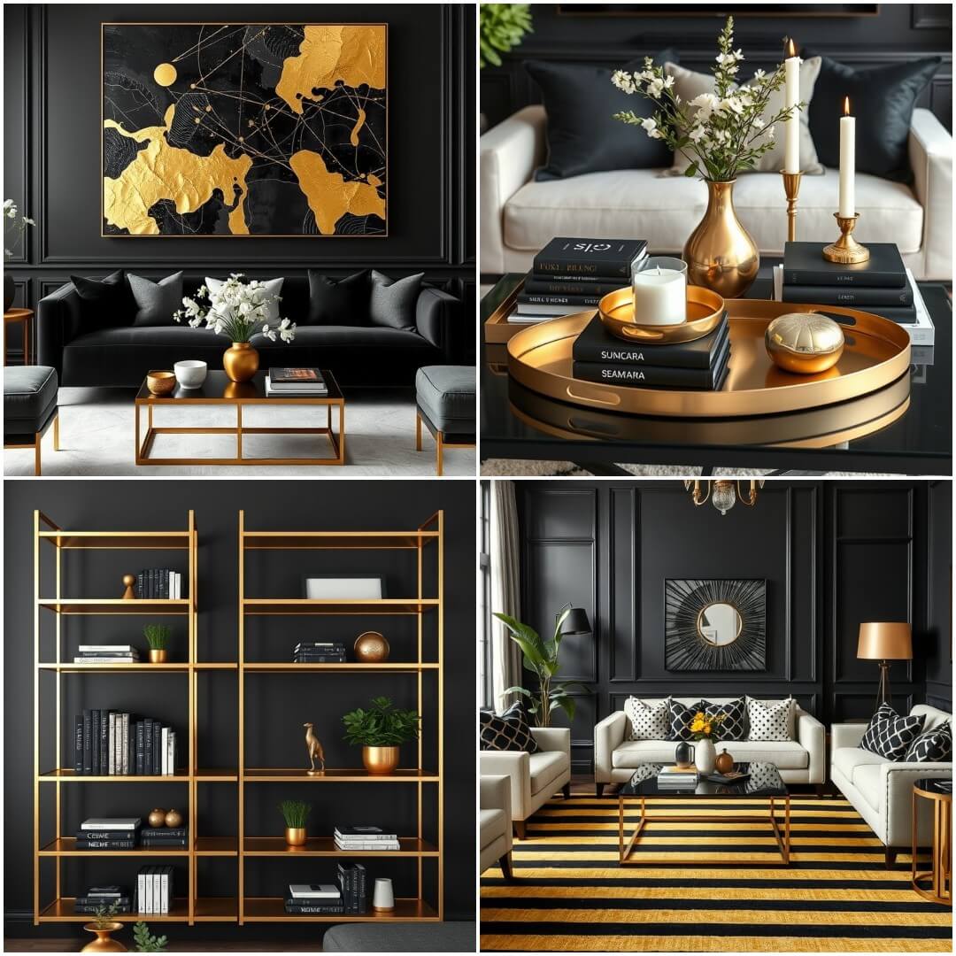 25 Black and Gold Living Room Inspirations You'll Love
