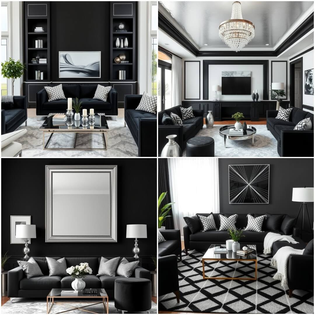 20 Chic Black and Silver Living Room Themes You'll Adore