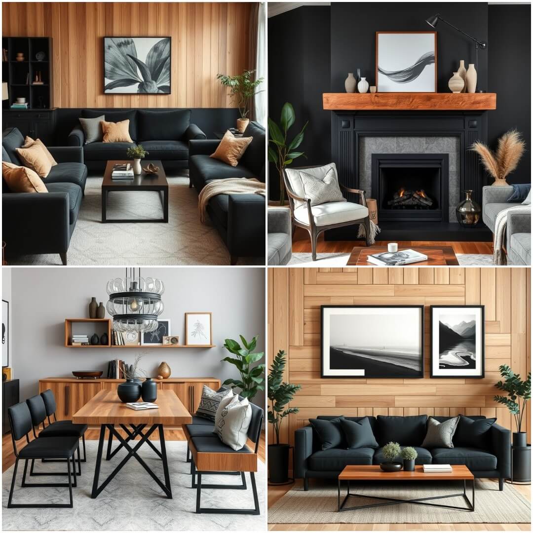 Black And Wood Living Room Ideas