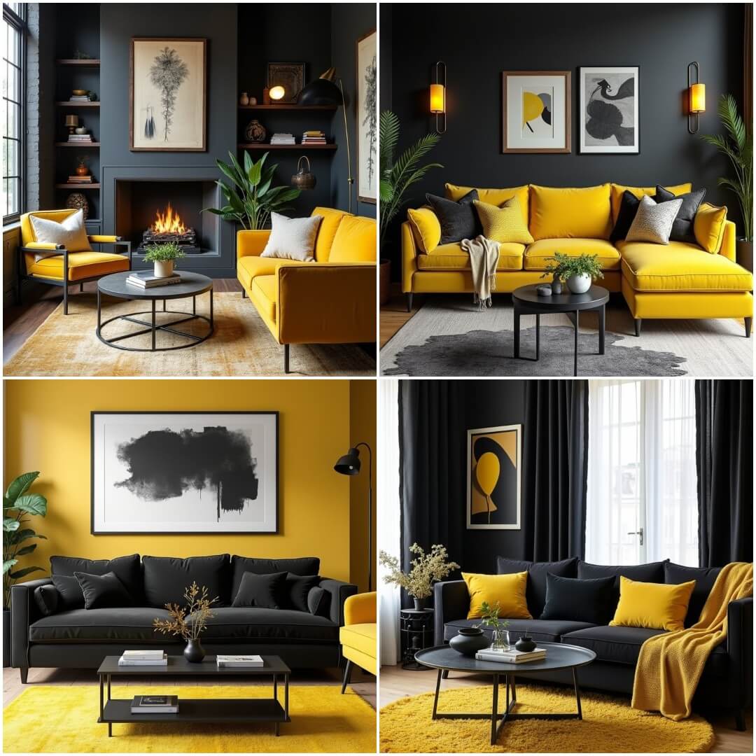 20 Bold and Bright Black and Yellow Living Room Inspirations