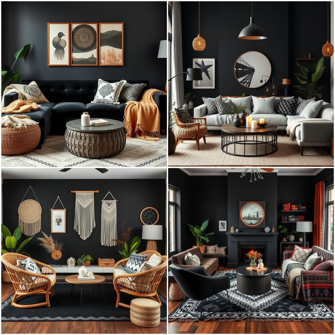 20 Elegant Black Boho Living Room Styles for Cozy Vibes