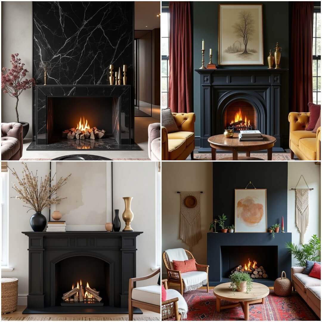 Modern Black Fireplace Living Room Ideas