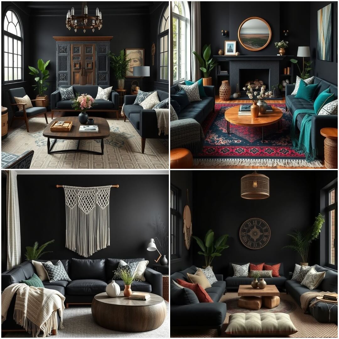 20 Unique Dark Boho Living Room Styles for A Chic Interior