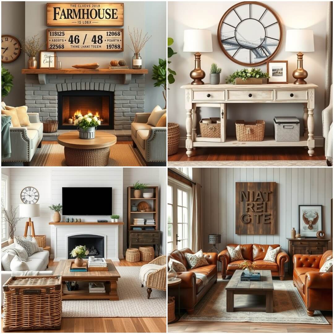 View of 40 Farmhouse Style Living Rooms for A Rustic Look