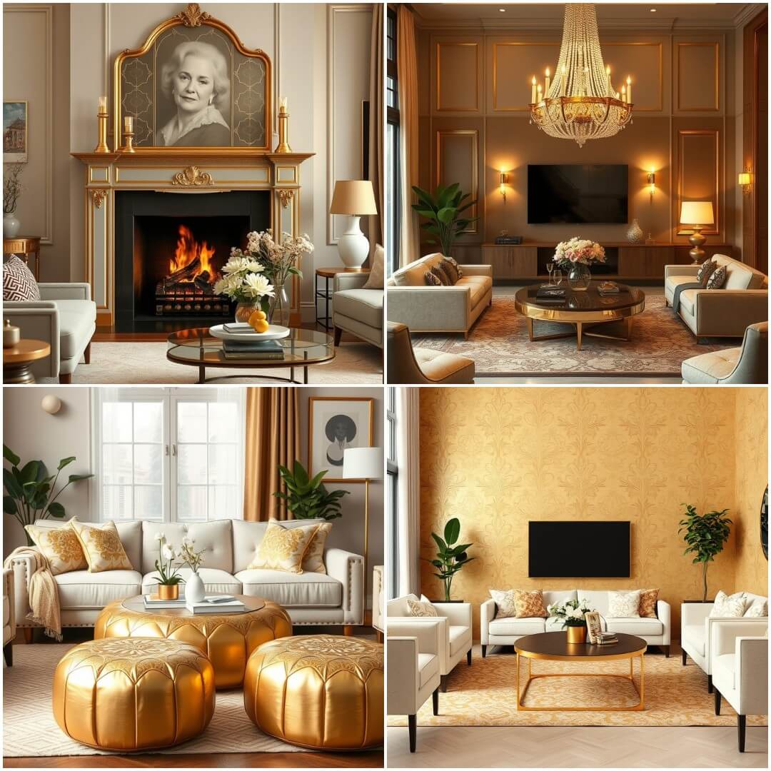 Gold Living Room Inspiration: 25 Elegant Design Ideas