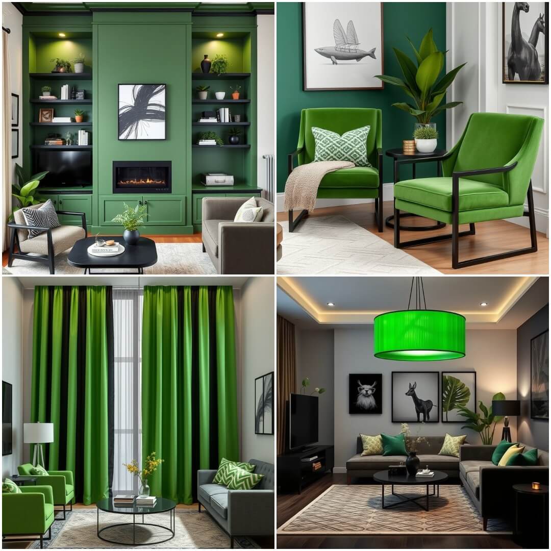 Green and Black Living Room Decor: 20 Beautiful Ideas To Try