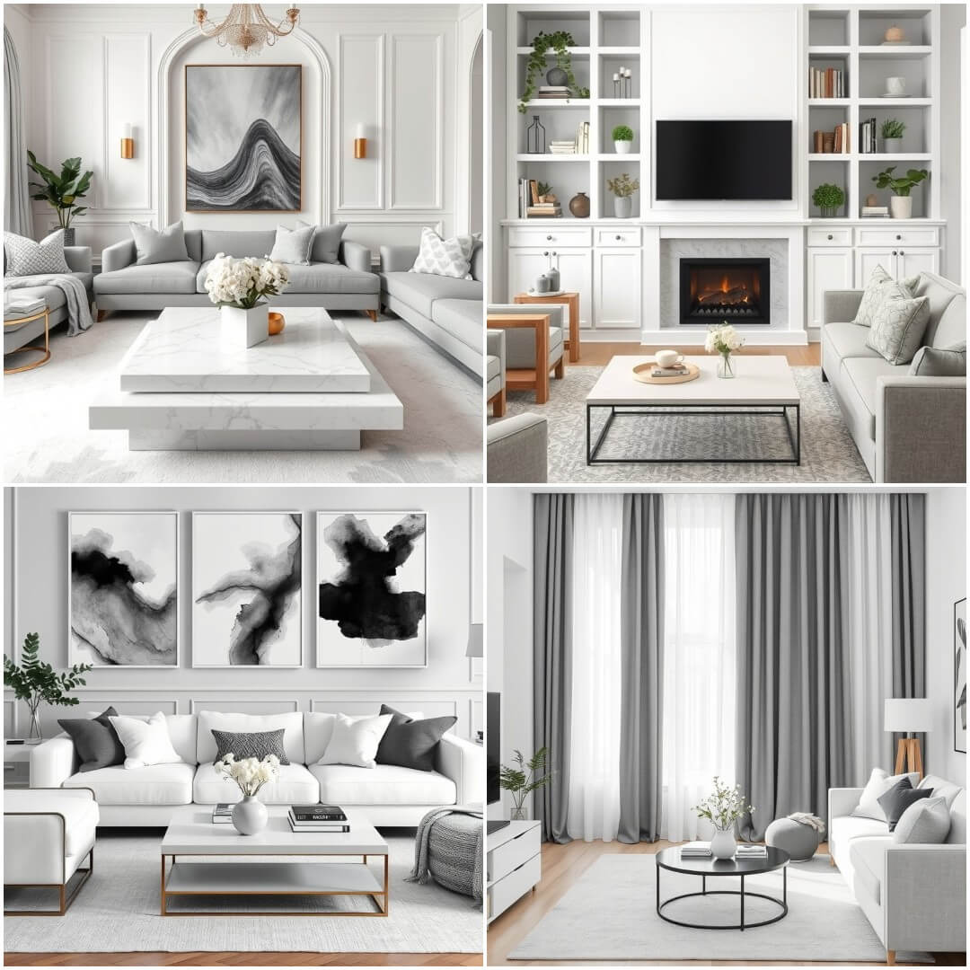 20 Grey and White Living Room Concepts for A Luxe Look