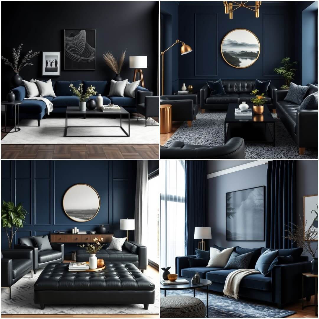 20 Navy Blue and Black Living Room Ideas To Copy
