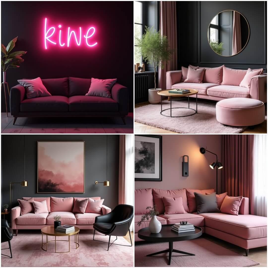 20 Pink and Black Living Room Concepts for Every Style