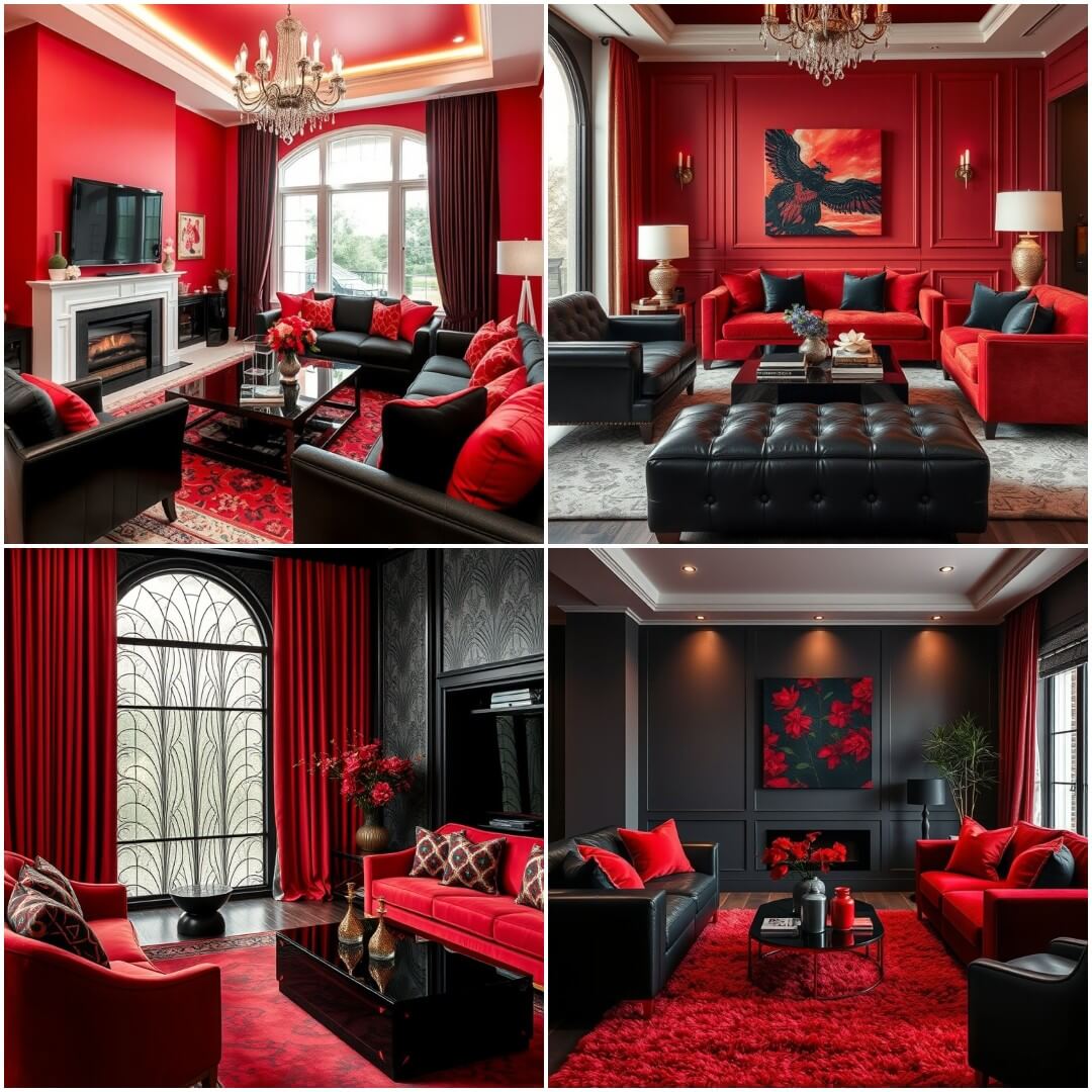20 Red and Black Living Room Ideas for A Striking Look