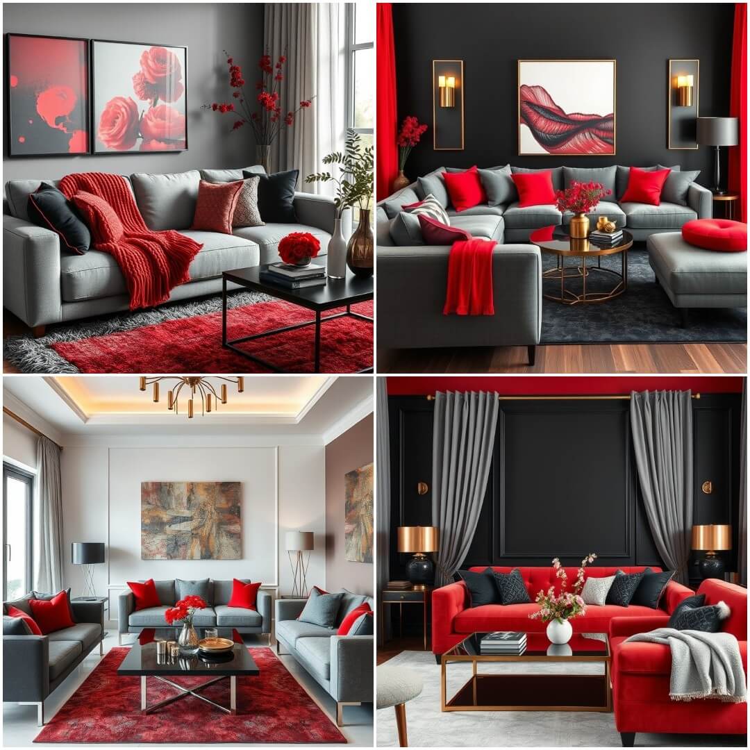 20 Red, Black and Grey Living Room Ideas To Inspire Your Space