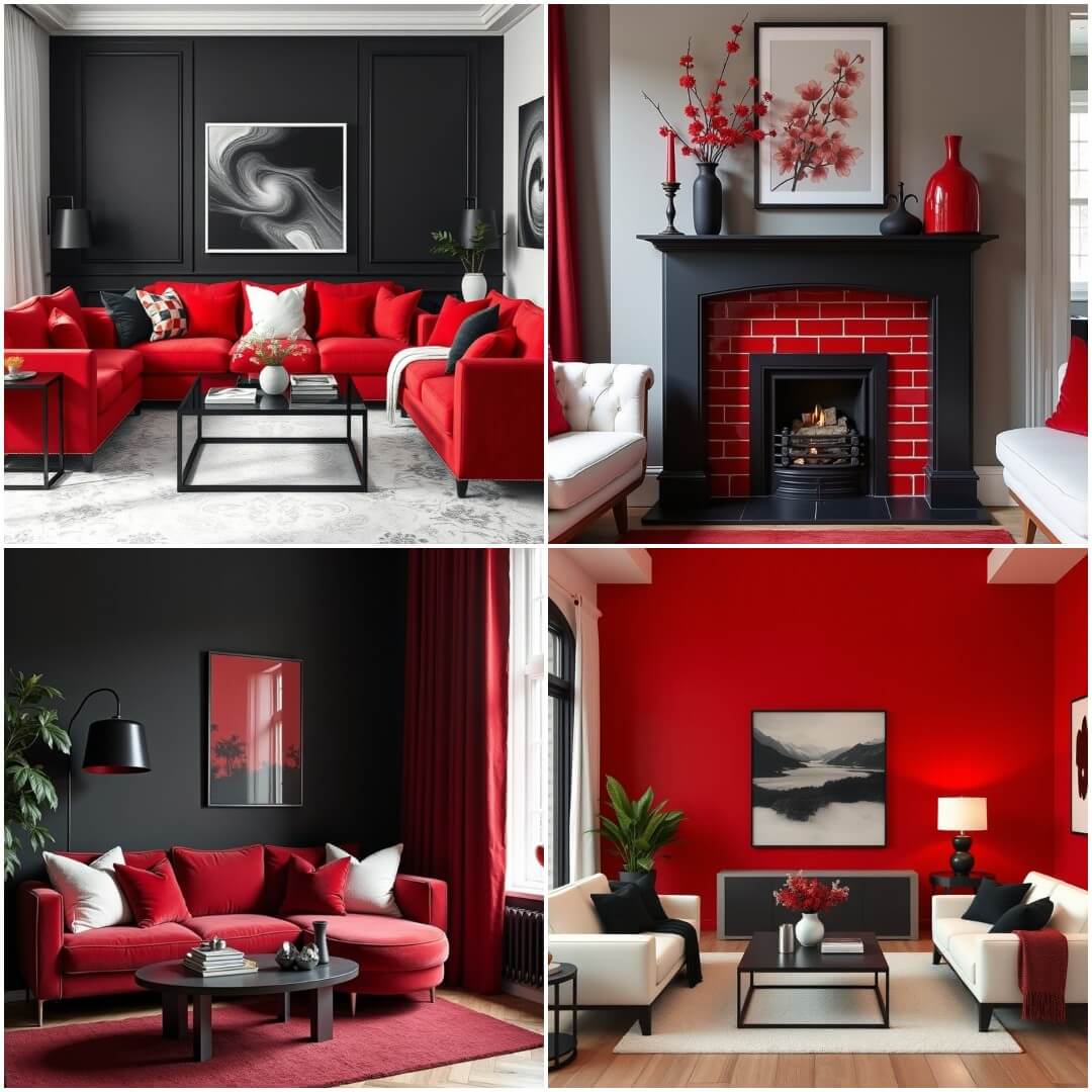 20 Chic Black, Red, and White Living Room Styles To Copy