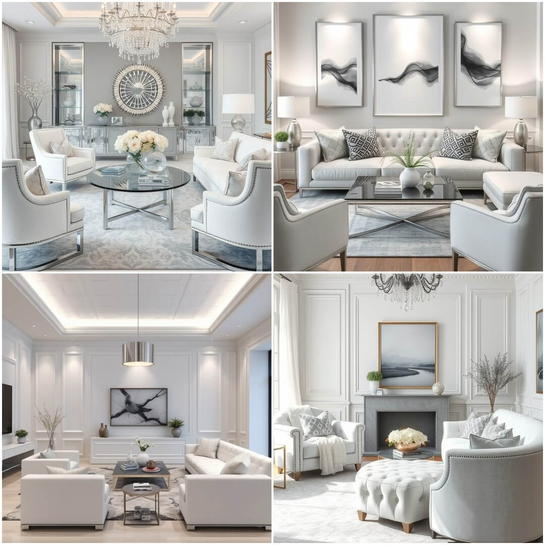 20 Silver and White Living Room Inspirations for A Luxe Feel