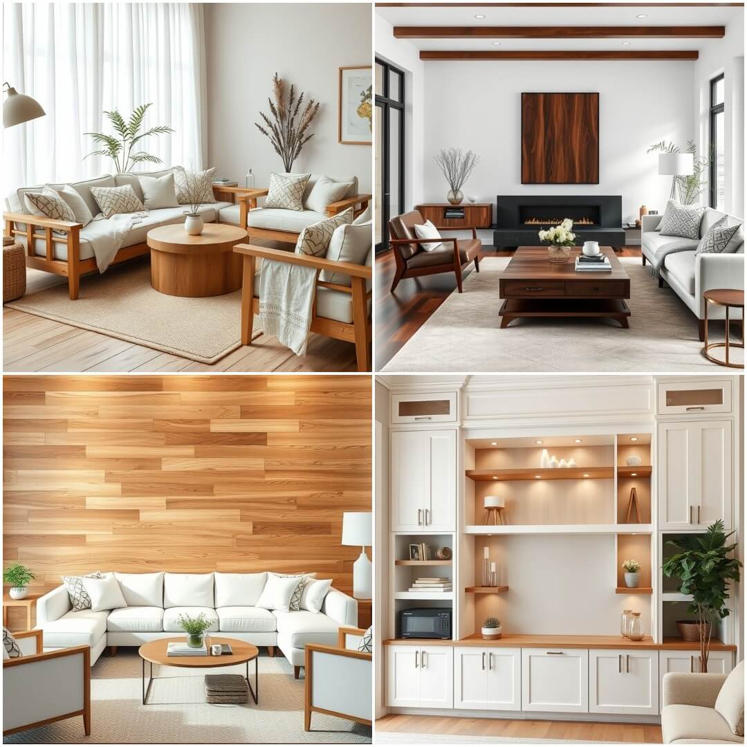 20 White and Wood Living Room Designs for Natural Vibes