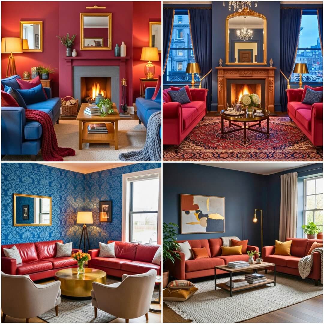 25 Blue and Red Living Room Ideas for a Bold, Balanced Space