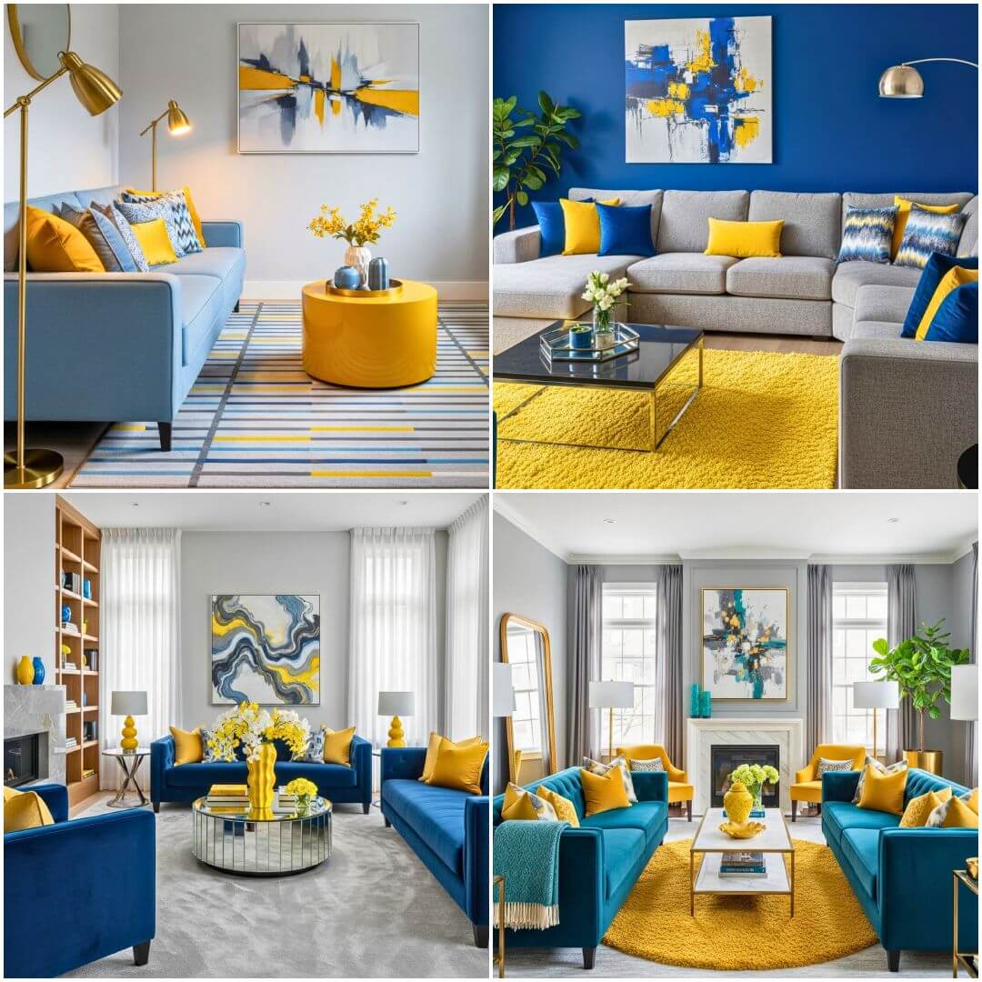25 Grey, Yellow and Blue Living Room Ideas for Inviting Decor
